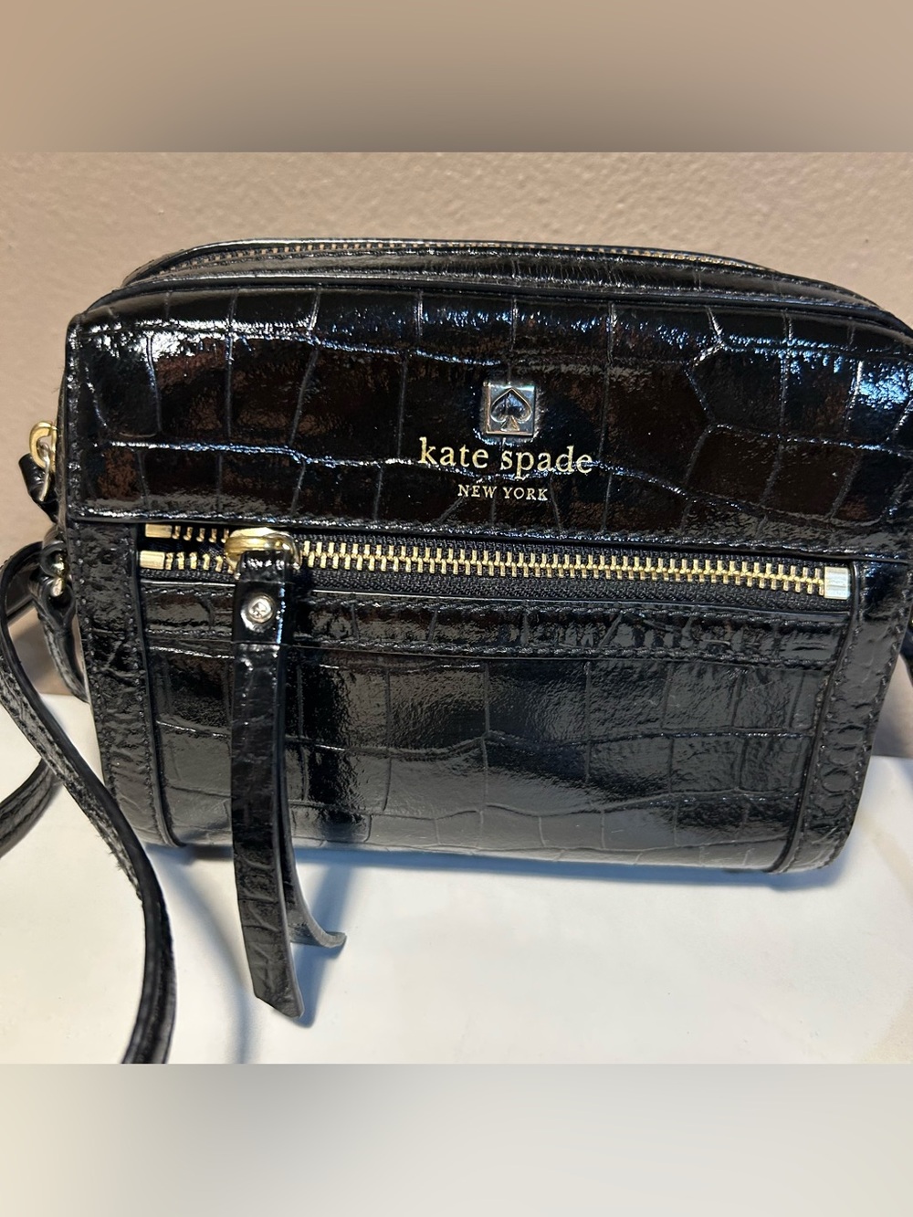 kate spade Black Croc-Embossed Crossbody Camera Bag Shoulder bag - Picture 2 of 9